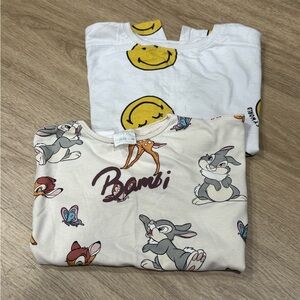 Zara Cream Bambi Graphic Top and smile Tee